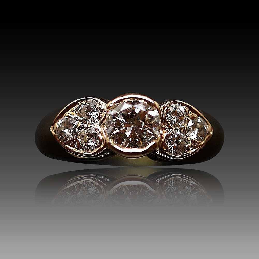 Bague Plaquée Or Jaune Avec Incrustation De Brillants - Taille 52 (environ 16,5 Mm) - Occasion
