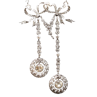 Collier Pendentif  "Négligé" en Or 18k et Platine Vers 1910 avec 5,0 Cts de Diamants.