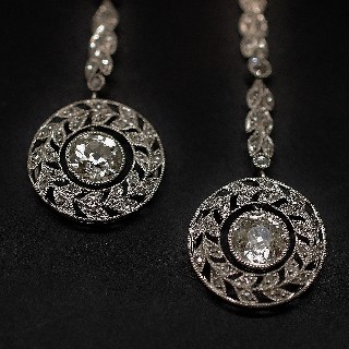 Collier Pendentif  "Négligé" en Or 18k et Platine Vers 1910 avec 5,0 Cts de Diamants.