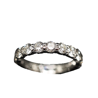 Alliance or gris 18k avec 2.90 Cts de Diamants Brillants G-VS. Taille 54.