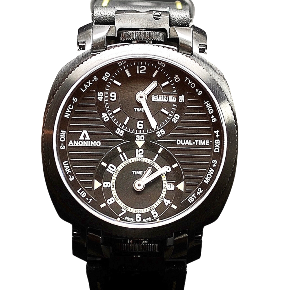 Montre Anonimo "Dual-Time" 43mm Acier Automatique Collection 2013. Destockage Neuf.