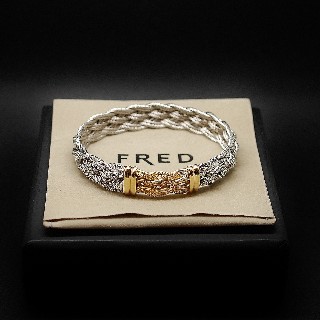 Bracelet Fred Force 10 en Or jaune 18k et Acier taille moyenne.