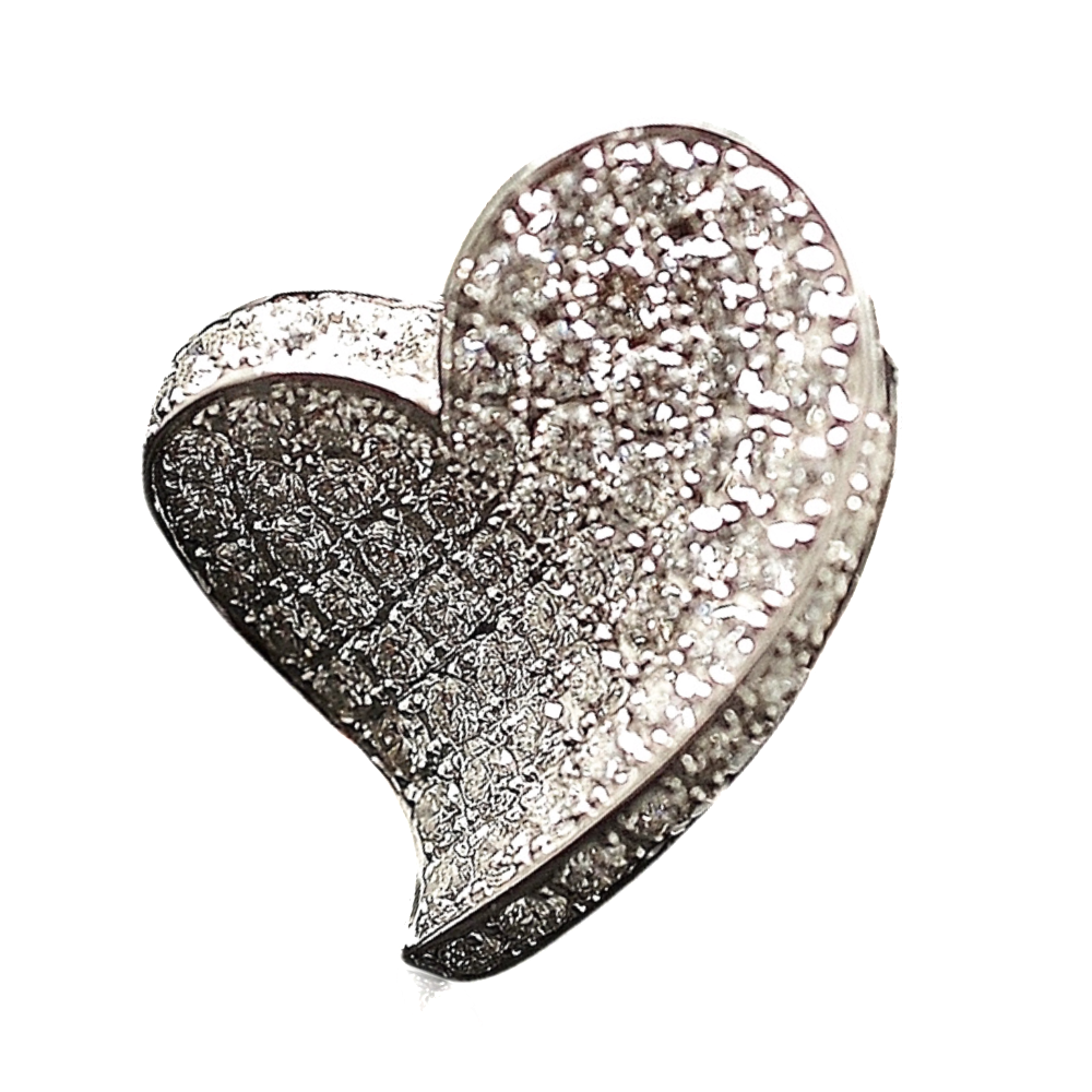 Pendentif "Coeur" Or Gris 18k et 3.0 carats de Diamants extrablancs.