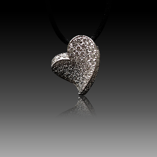 Pendentif "Coeur" Or Gris 18k et 3.0 carats de Diamants extrablancs.