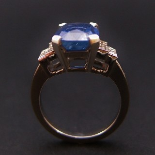 Bague Platine Saphir Ceylan 5.01 Cts Naturel non Chauffé et Diamants.