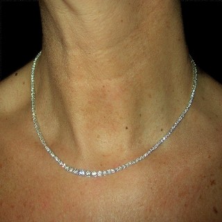 Collier "Rivière" Diamants 5.90 Cts G-VS en Or gris 18k  