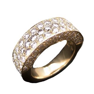 Bague Jonc Or Jaune 18K Avec 4 Cts De Diamants Brillants G-VS. 