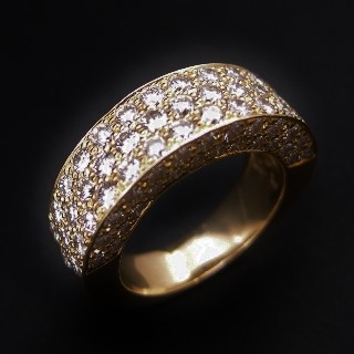 Bague Jonc Or Jaune 18K Avec 4 Cts De Diamants Brillants G-VS. 