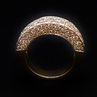 Bague Jonc Or Jaune 18K Avec 4 Cts De Diamants Brillants G-VS. 