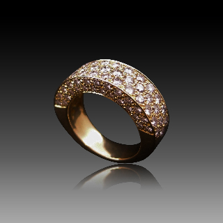 Bague Jonc Or Jaune 18K Avec 4 Cts De Diamants Brillants G-VS. 