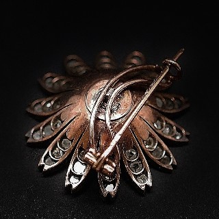 Broche en Or 18 Cts et Argent avec Diamants. Vers 1890