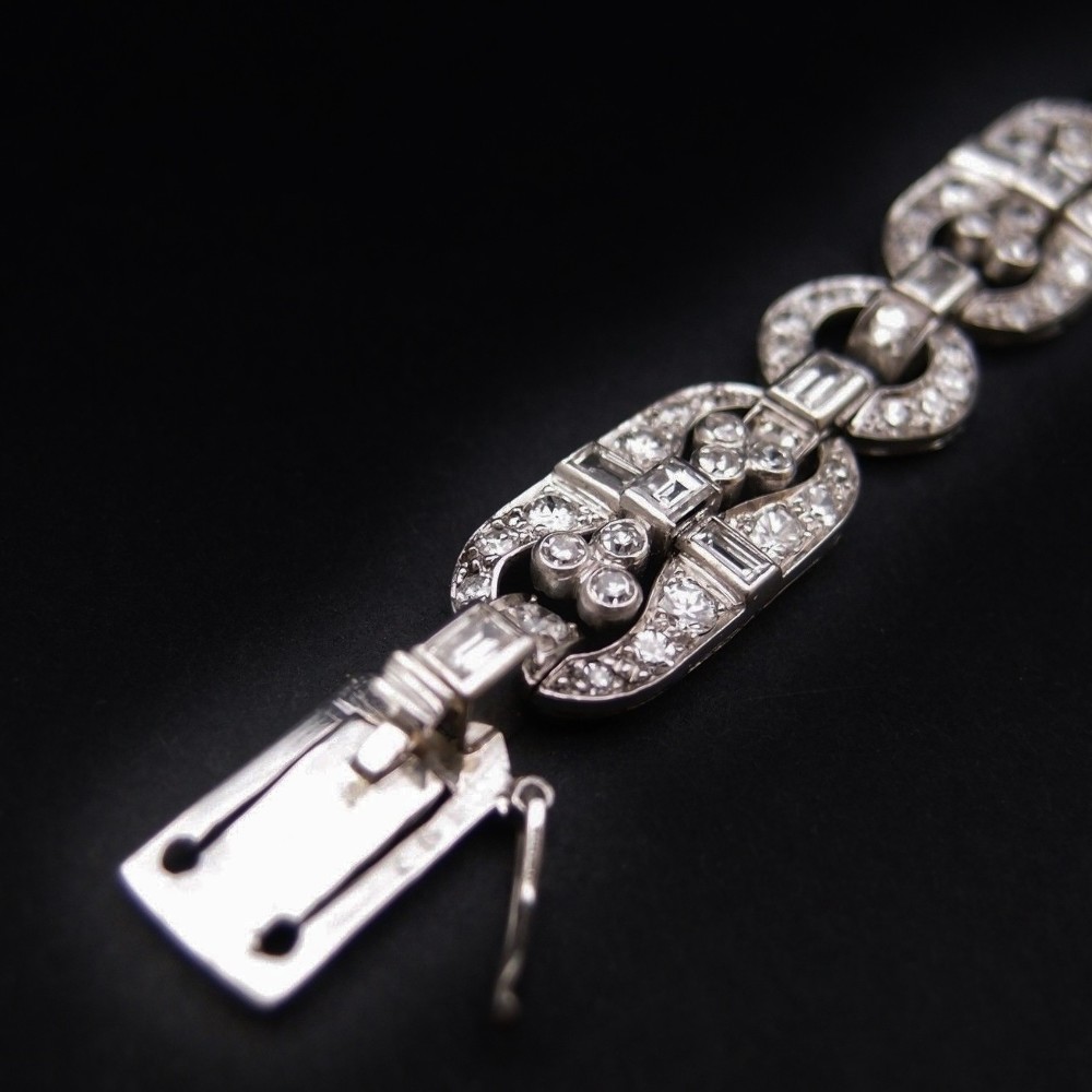 Bracelet art déco chaîne de sécurité vintage en argent