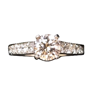 Solitaire Diamant 0.98 Cts F-VVS1 en Or 18 Cts + 0.50 Cts.
