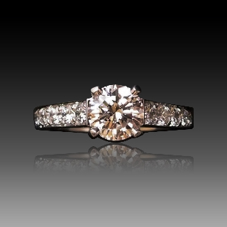 Solitaire Diamant 0.98 Cts F-VVS1 en Or 18 Cts + 0.50 Cts.