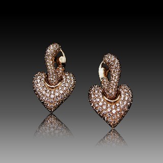 Boucles d'oreilles Boucheron Or jaune 18K et 290 diamants, 7 cts, commande spéciale