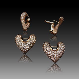 Boucles d'oreilles Boucheron Or jaune 18K et 290 diamants, 7 cts, commande spéciale