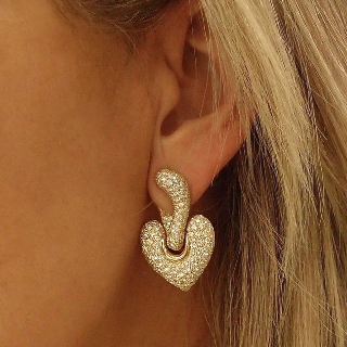 Boucles d'oreilles Boucheron Or jaune 18K et 290 diamants, 7 cts, commande spéciale