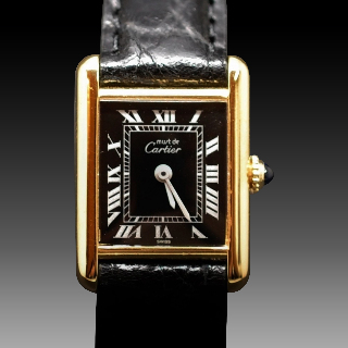 Montre Cartier Dame "Must Tank" Vermeil mécanique de 1980. Boite et Papiers.