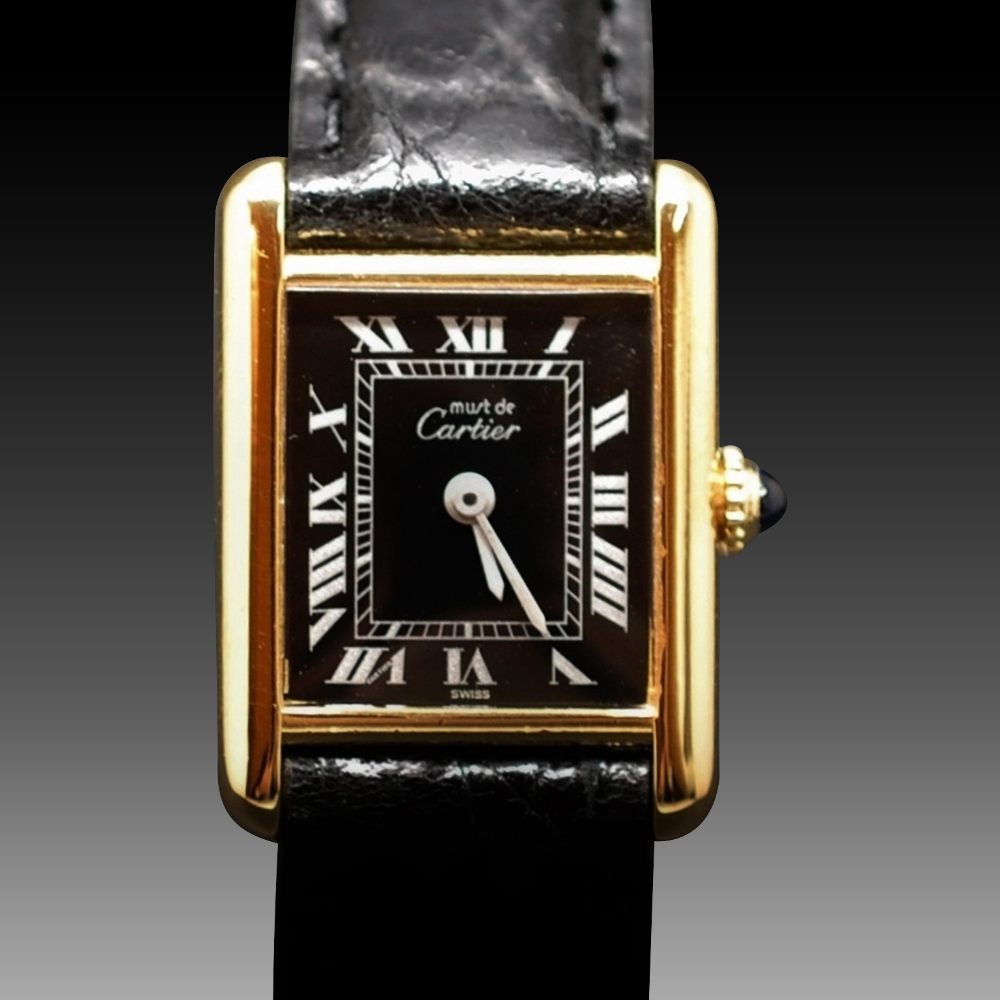 Montre Mécanique Pour Femme LUXURY – Cadran Noir Et Bleu, Bracelet Simili Cuir Noir, Boîtier Doré Acier Inoxydable