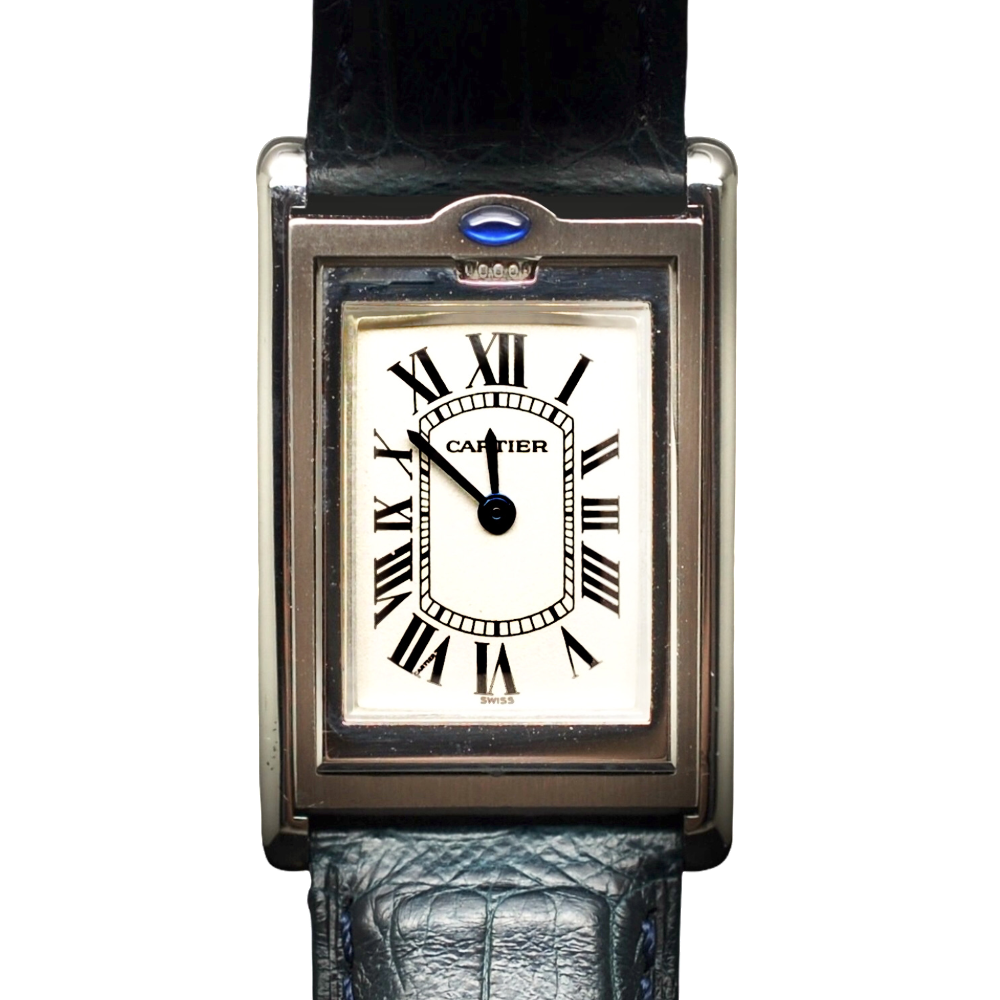 Montre Cartier Tank Basculante Médium Quartz en acier Vers 2000.