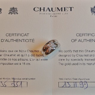 Bague Chaumet "Liens Taille XL" Double jonc or gris 18k diamants. taille 51.