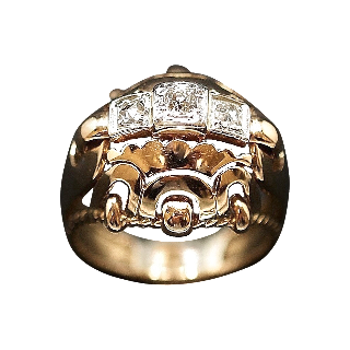 Bague vintage vers 1960 en Or 18K et Platine avec 0,20 Cts de Diamants 