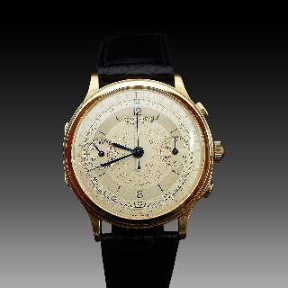 Montre Eberhard Vintage Chronographe Mono poussoir Or jaune 18k mécanique Vers 1935.