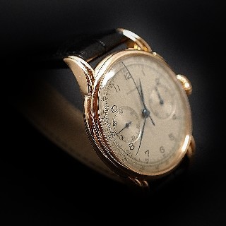 Montre Longines Vintage Chronographe Or rose 18k mécanique Vers 1945.