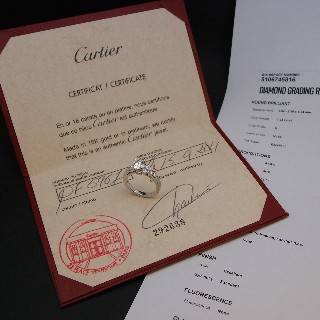 Solitaire Cartier "Ballerine" platine, Diamant 1.23 ct H-VVS2 + bts de 2011  Taille 51.