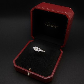 Solitaire Cartier "Ballerine" platine, Diamant 1.23 ct H-VVS2 + bts de 2011  Taille 51.