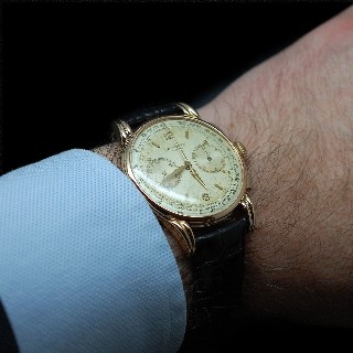 Montre Longines Vintage Chronographe Flyback Or rose 18k mécanique Vers 1945.