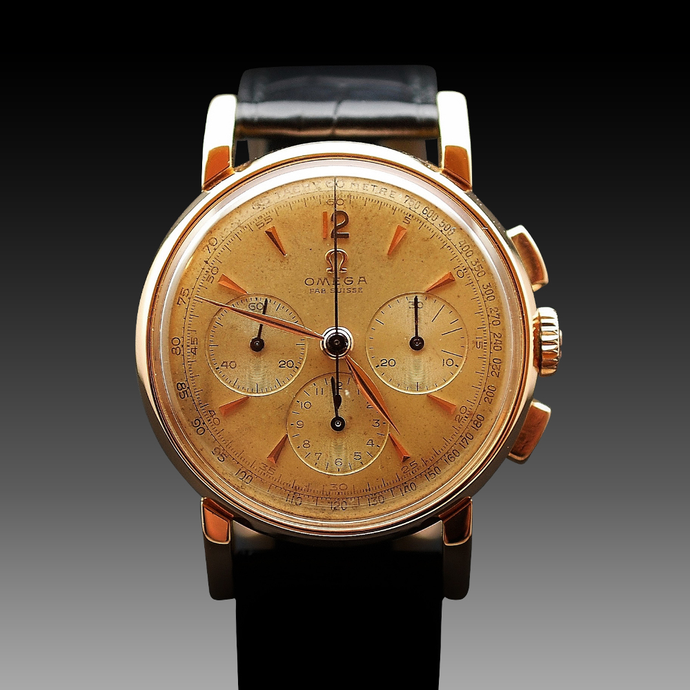 Montre Omega Vintage Chronographe Or rose 18k Mécanique Vers 1951.