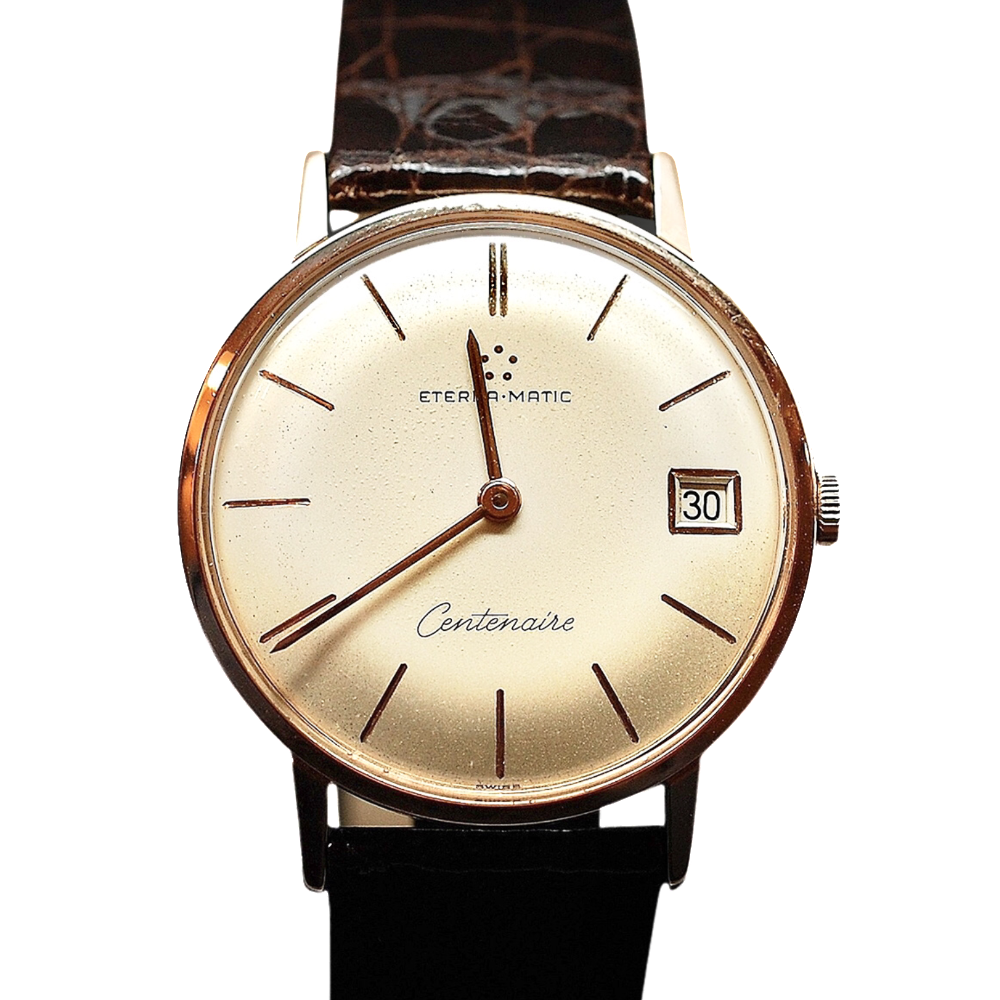 Montre Eterna Vintage "Centenaire" Homme en Or rose 18k Automatique Vers 1960.