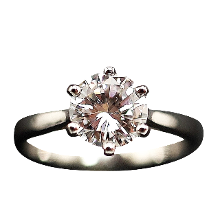 Solitaire en platine avec Diamant brillant de 1.37 Cts D-VVS2 .