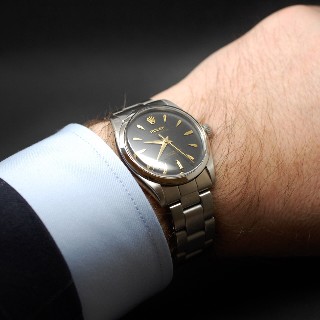 Montre Rolex Vintage Air king Acier de 1966 . Cadran noir. Ref : 5500.