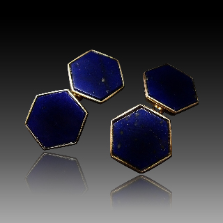 Boutons de Manchettes en or 18k et Lapis Lazuli.