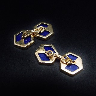 Boutons de Manchettes en or 18k et Lapis Lazuli.