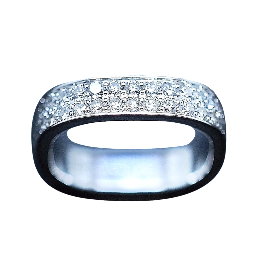  Alliance Dinh Van en or gris 18k Carrée 4 mm Diamants Brillants de 2015. Taille 48.