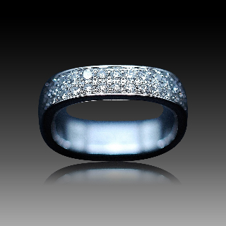  Alliance Dinh Van en or gris 18k Carrée 4 mm Diamants Brillants de 2015. Taille 48.