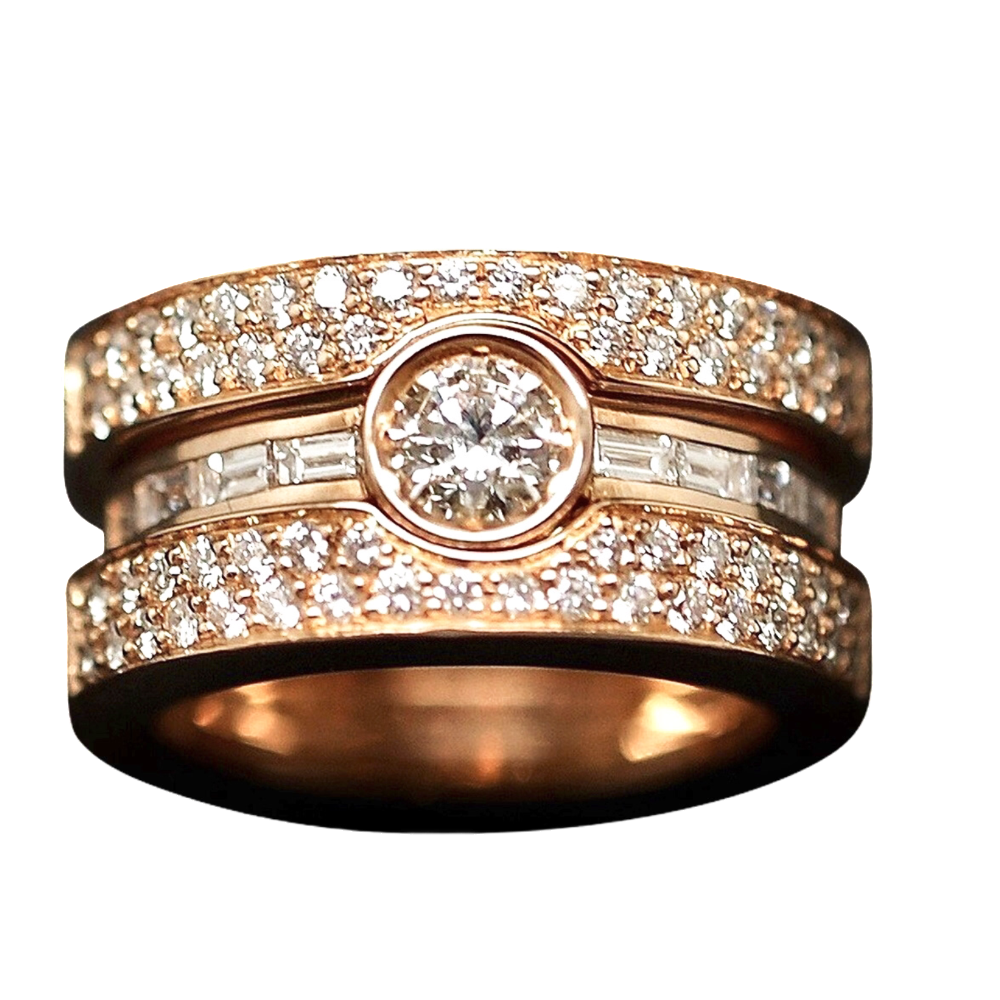 Bague Garel "Captive" Or rose 18k et Diamants. Taille 51