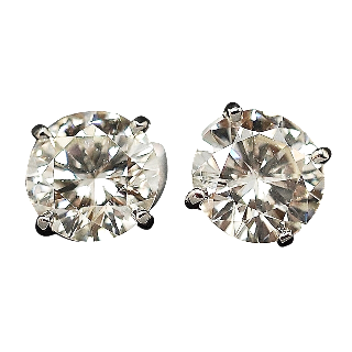 Puces d'oreilles en Or 18 Cts avec Diamants brillants 2,09 Cts et 2,07 Cts. K-VS1-VS2.