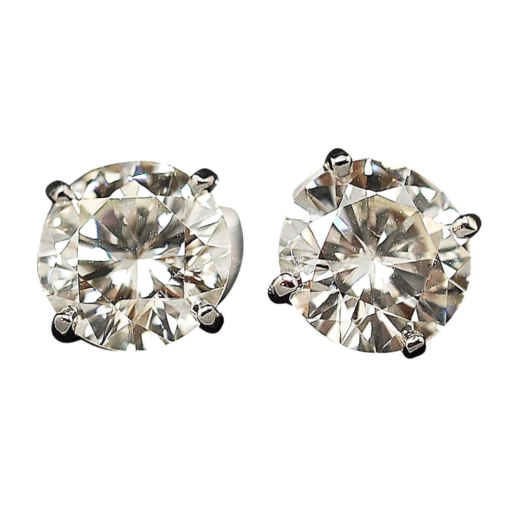 Puces d'oreilles en Or 18 Cts avec Diamants brillants 2,09 Cts et 2,07 Cts. K-VS1-VS2.