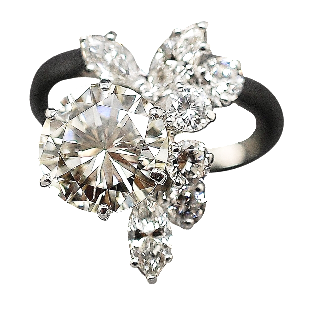 Bague en or gris 18k avec un Diamant brillant de 2.47 Cts Qualité L-VS1 + 1.0 Ct  G-VS.