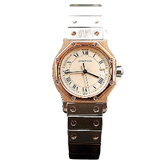 Montre Cartier homme "Santos" Octogonale en or et acier Quartz Vers 1990.