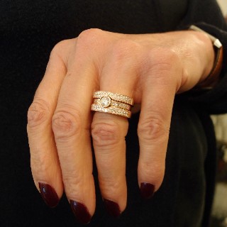 Bague Garel "Captive" Or rose 18k et Diamants. Taille 51