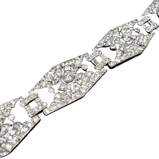 Bracelet Platine Art Déco Avec 9.0 Cts de Diamants