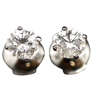 Puces d'oreilles Diamants 2 x 0.49 Cts G-VS en Or Gris 18k 