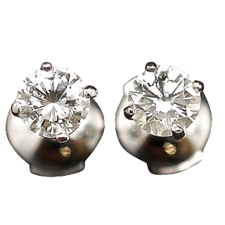 Puces d'oreilles Diamants 2 x 0.49 Cts G-VS en Or Gris 18k Puces d'oreilles Diamants 2 x 0.49 Cts G-VS en Or Gris 18k
