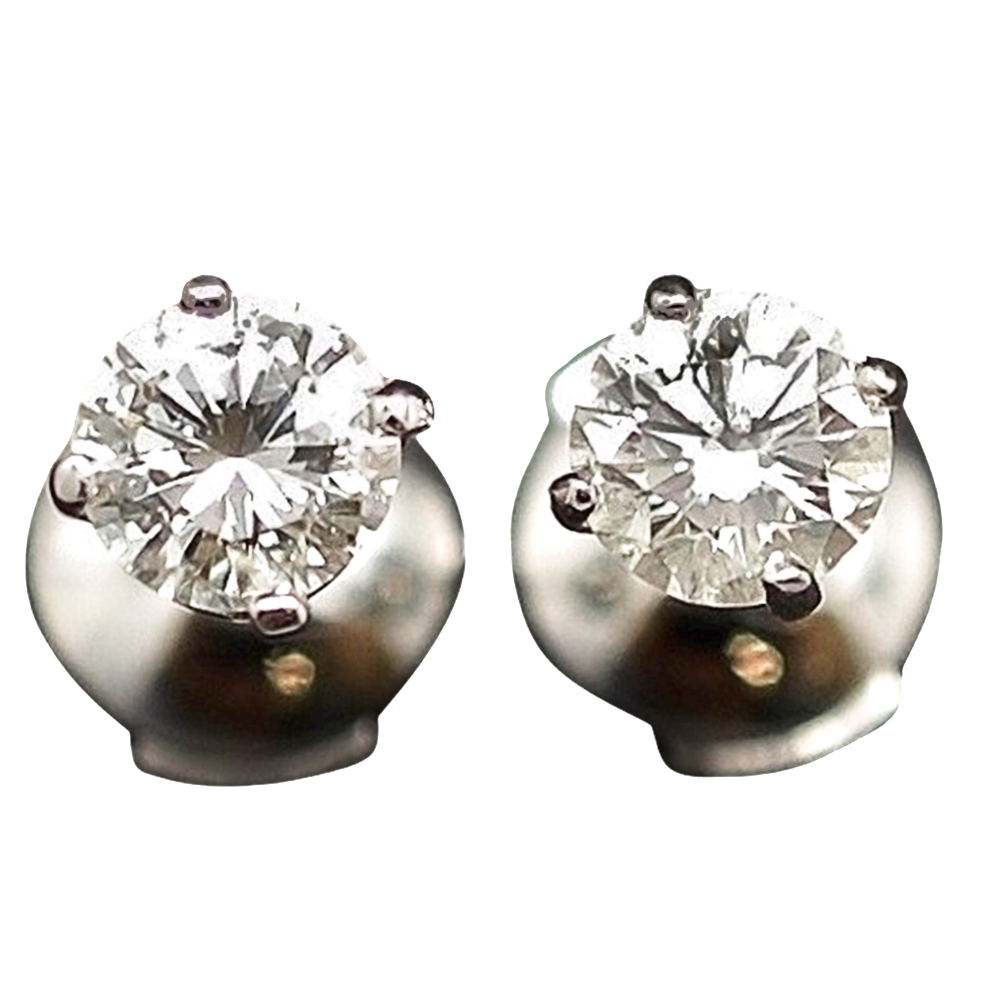 Puces d'oreilles Diamants 2 x 0.49 Cts G-VS en Or Gris 18k Puces d'oreilles Diamants 2 x 0.49 Cts G-VS en Or Gris 18k