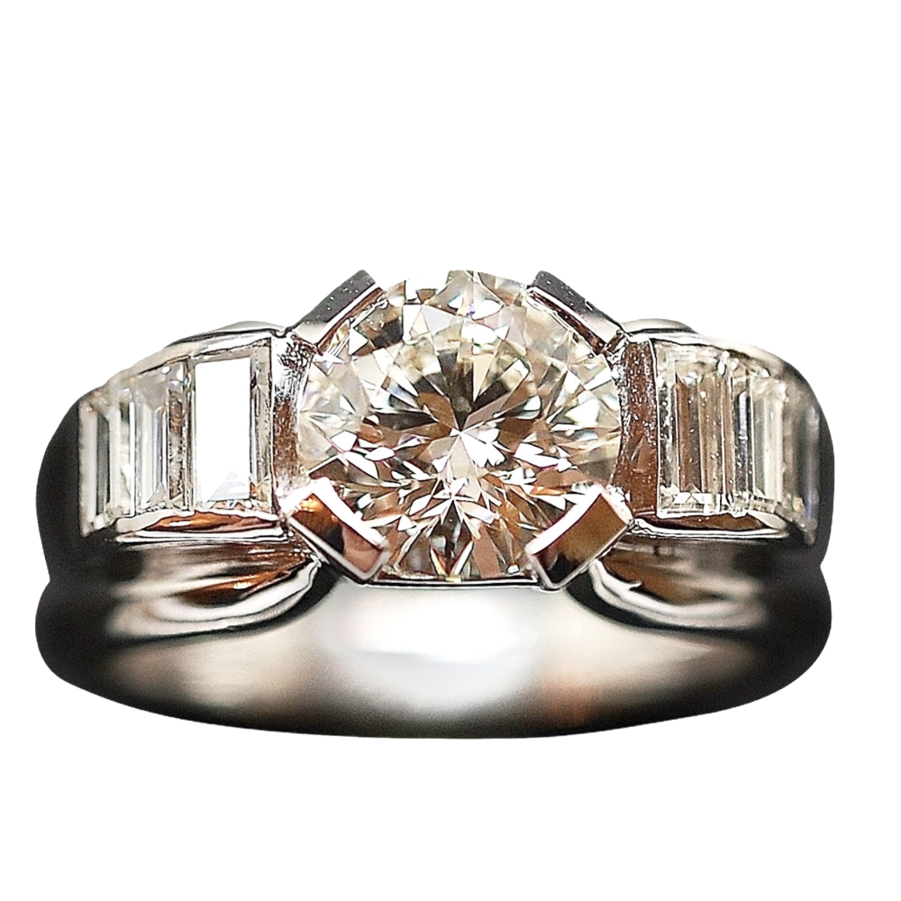 Solitaire en platine avec Diamant brillant 1.54 Cts qualité J-VVS2 . Solitaire en platine avec Diamant brillant 1.54 Cts qualité J-VVS2 .